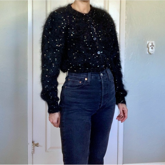 Vintage Carducci cardigan sweater, black, size small - Picture 7 of 16